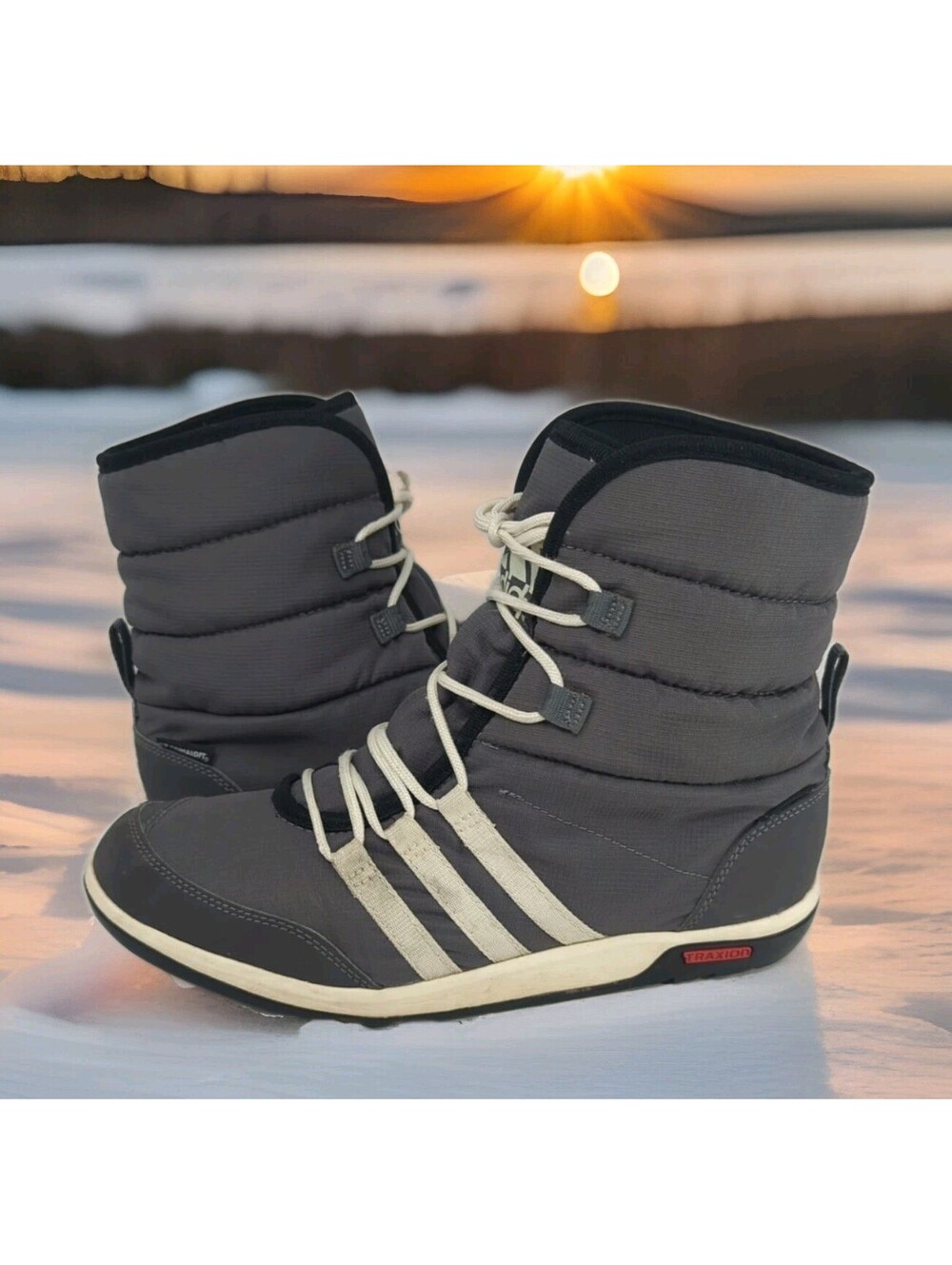 Adidas Athleta Choleah Primaloft Sneaker Boots Women 8 Quilted Chukka Puffer Gra